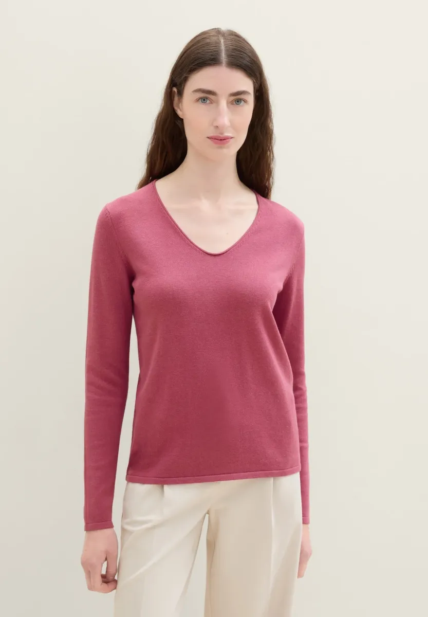 BASIC V-NECK - Strickpullover - pink velvet