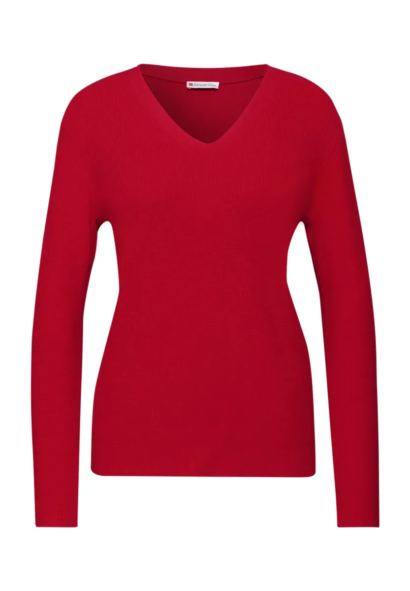 BASIC V-NECK - Strickpullover - rot