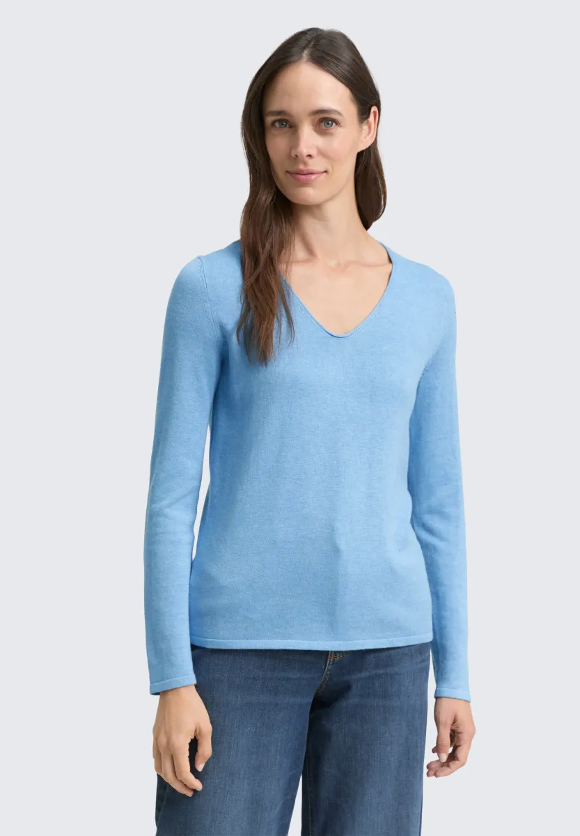 BASIC V-NECK - Strickpullover - sea blue melange