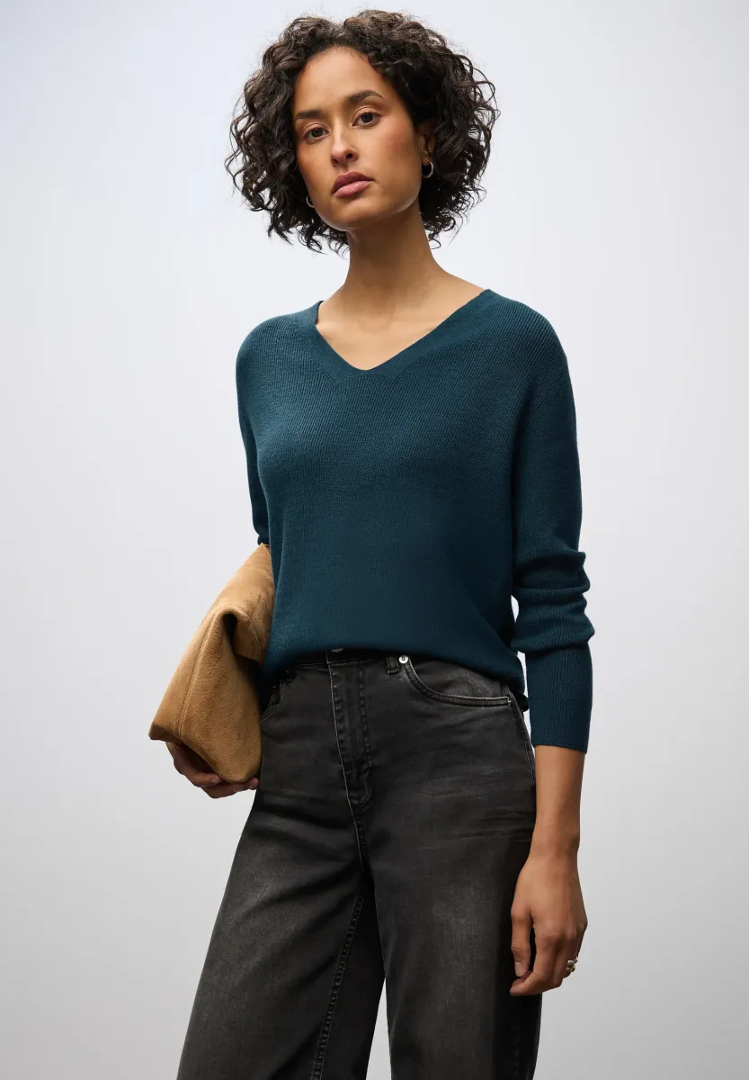 BASIC V-NECK - Strickpullover - türkis