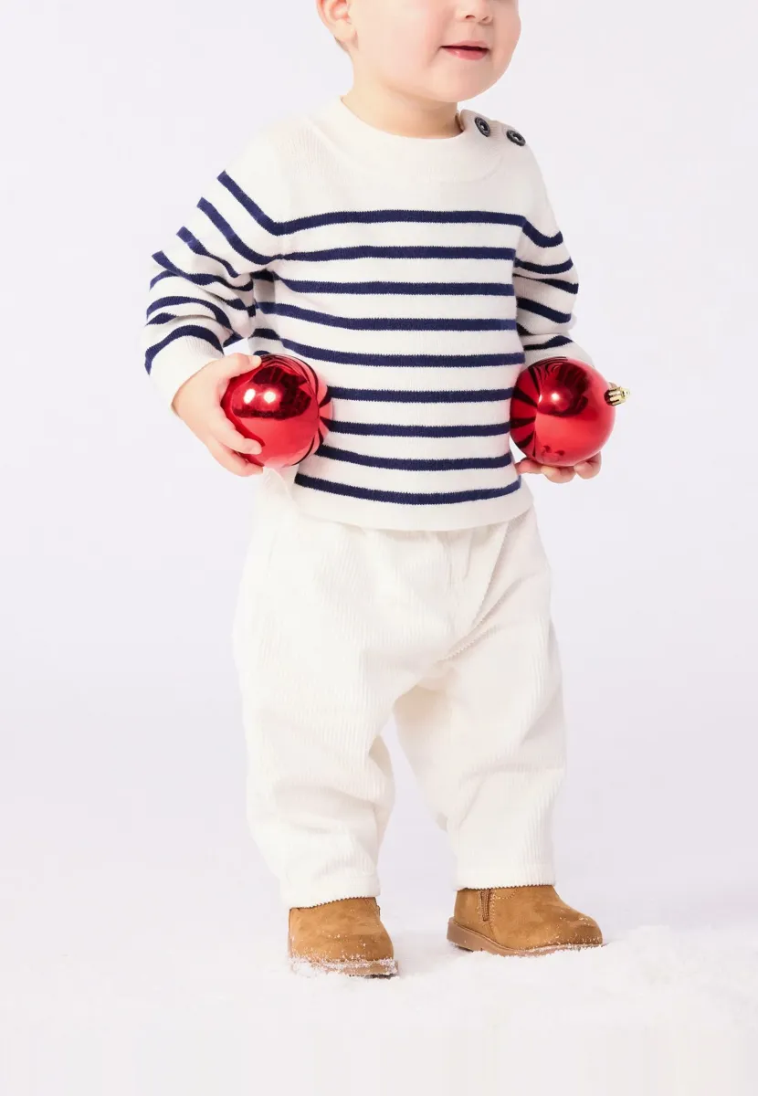 BÉBÉ PULL MARIN - Strickpullover - marshmallow/soir