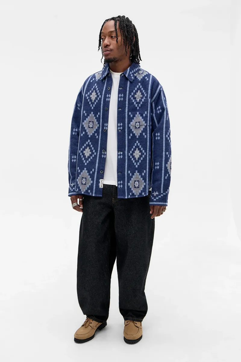 BDG PLAID AZTEC - Hemd - navy
