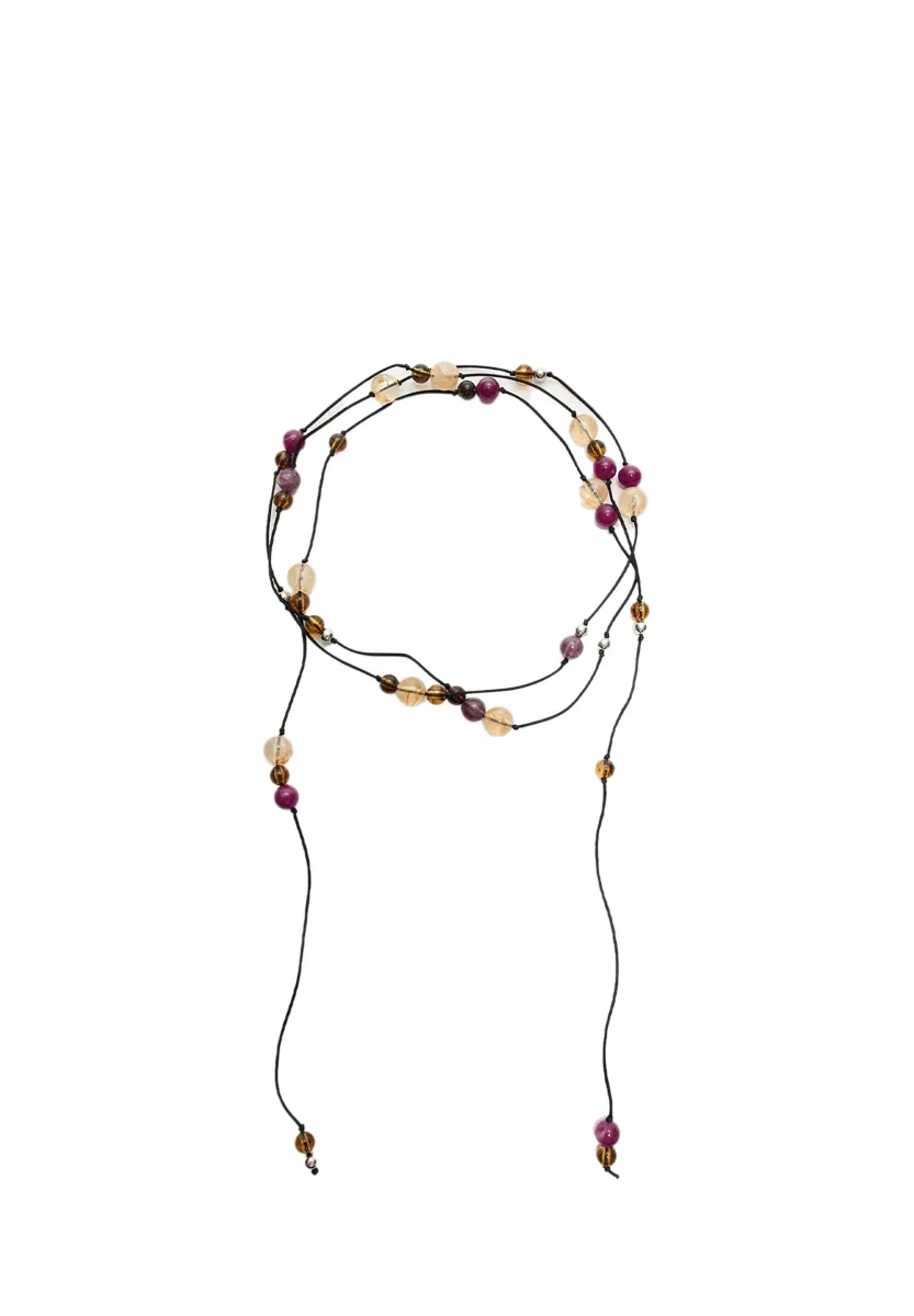 BEADED CORD - Halskette - black