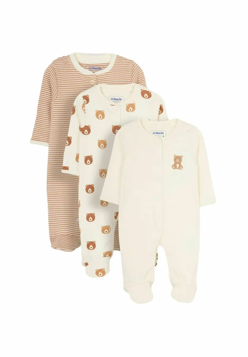 BEAR 3 PACK.  - REGULAR FIT - Strampler - natural