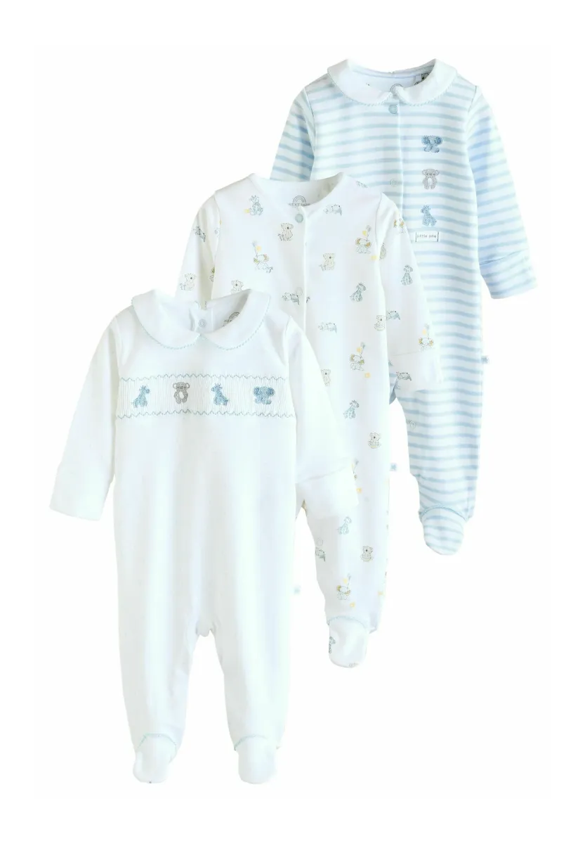 BEAR 3 PACK - Strampler - blue white