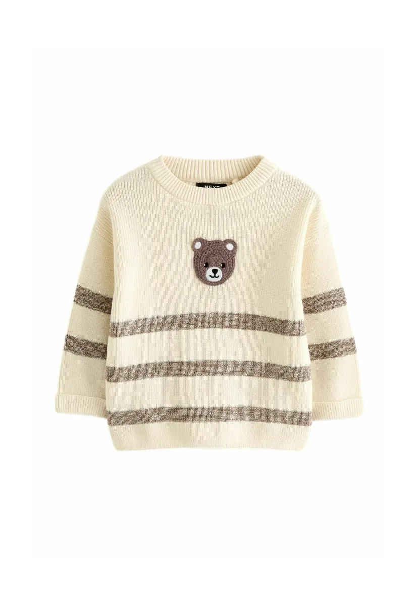 BEAR STRIPE CREW NECK - Strickpullover - ecru cream brown