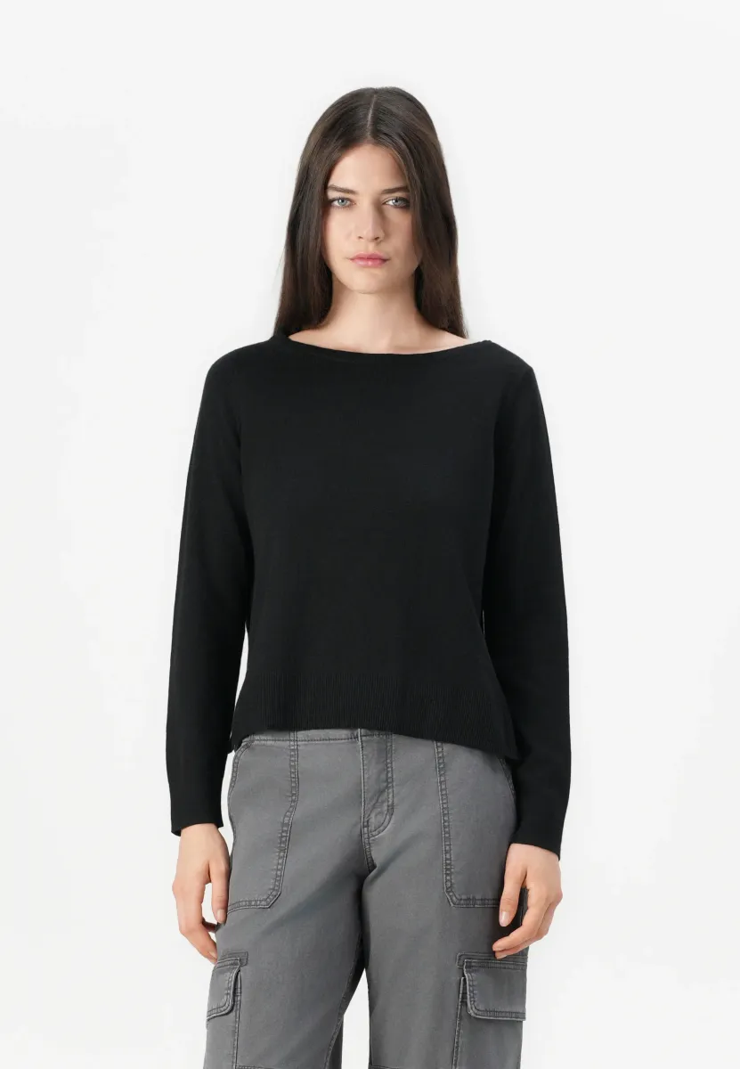 BELLA BOAT NECK - Strickpullover - black