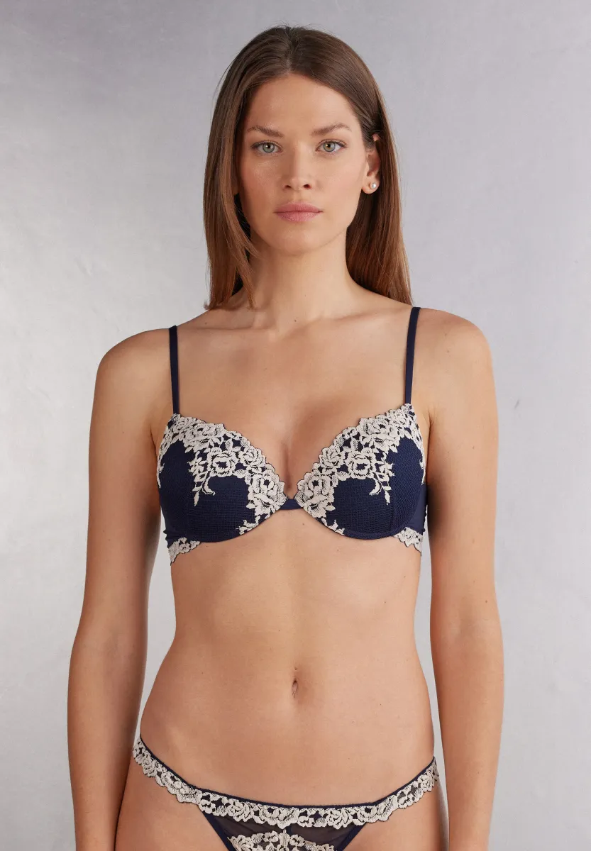BELLISSIMA PRETTY FLOWER - Push-up BH - blau/i deep blue vanilla