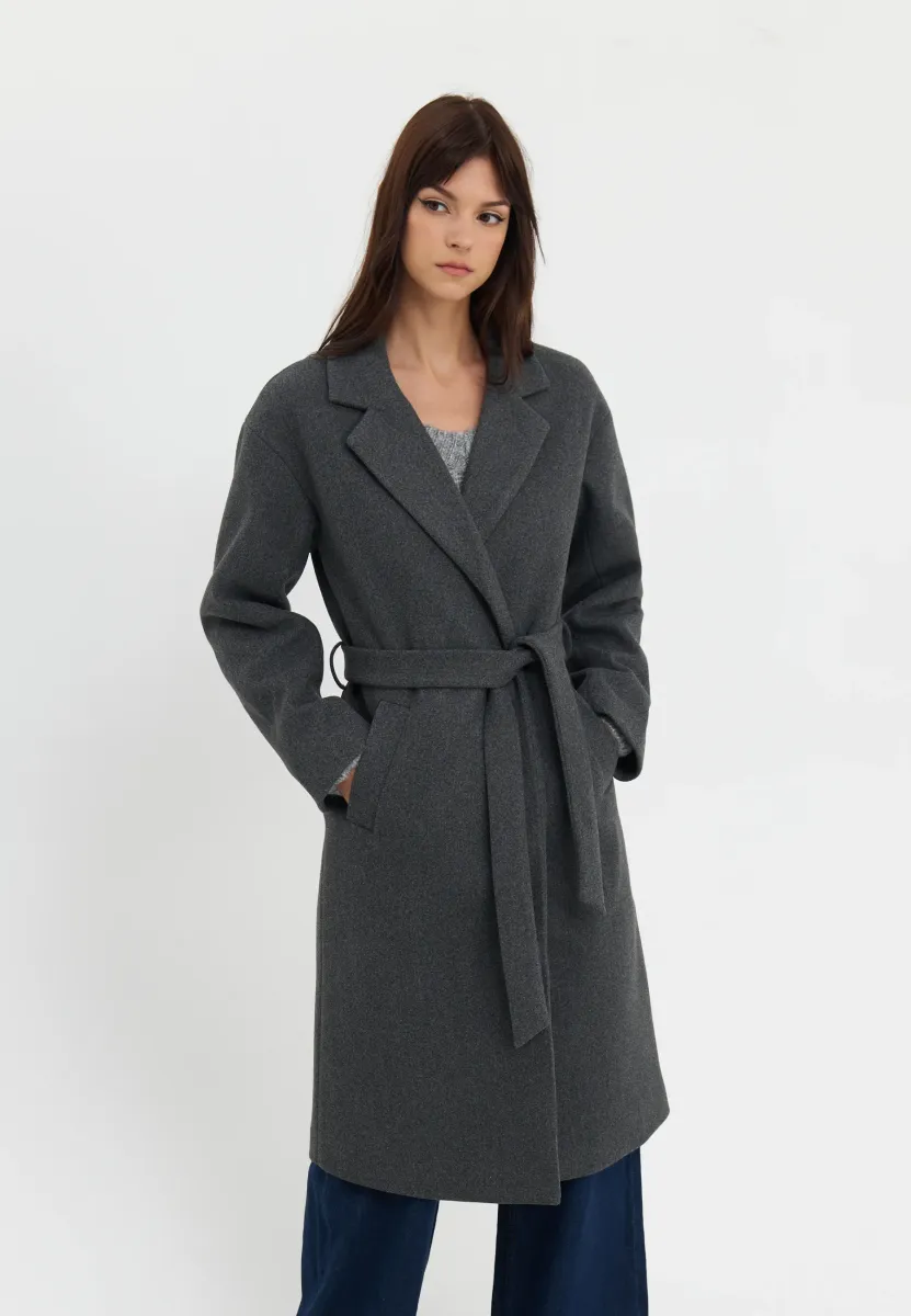 BELTED COAT - Klassischer Mantel - mottled grey