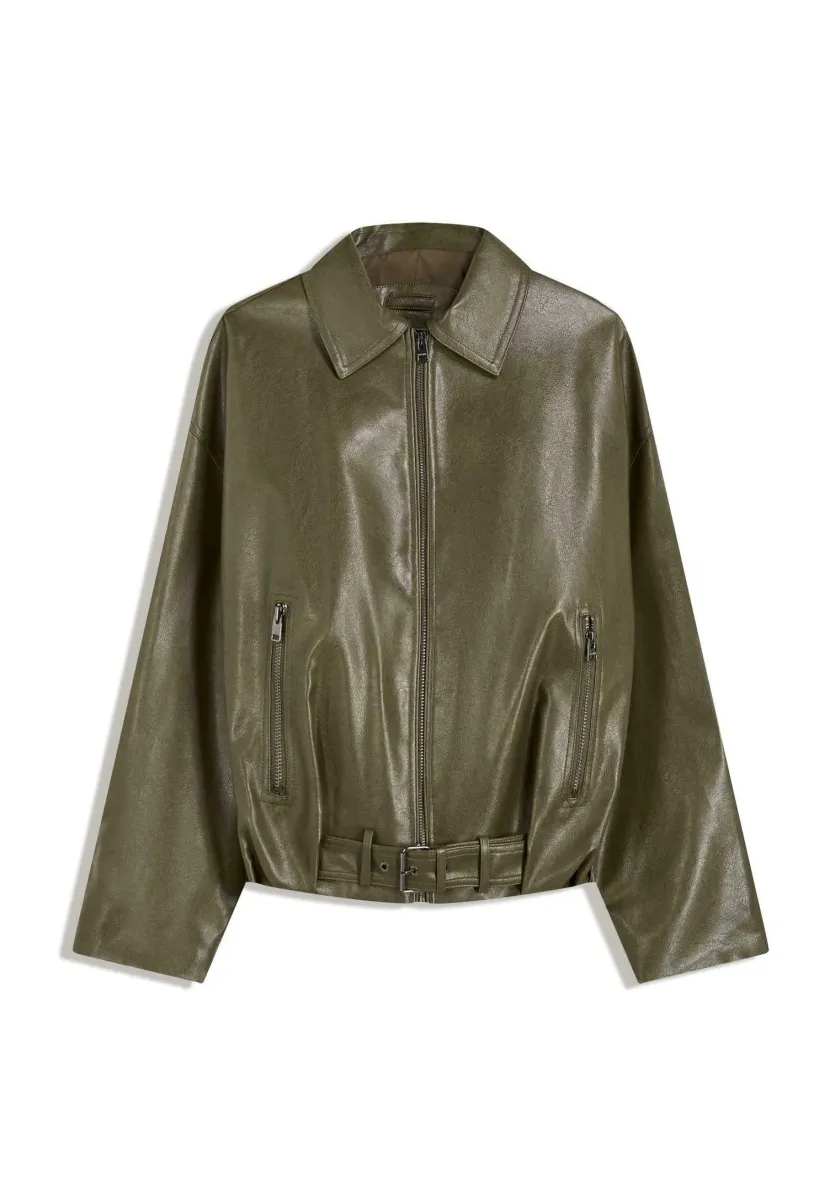 BELTED  - Kunstlederjacke - khaki