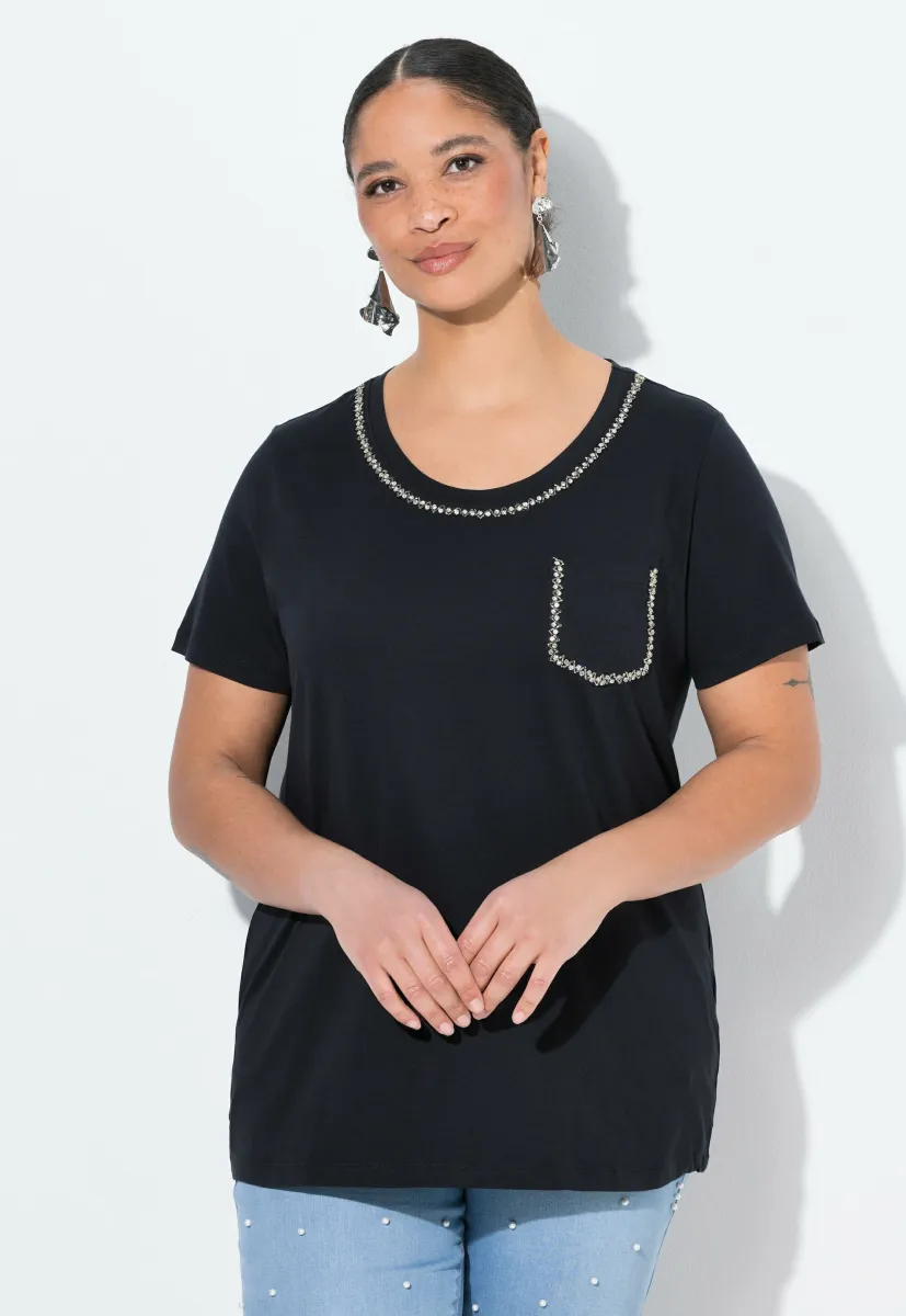 BEQUEME PASSFORM ZIERK - T-Shirt print - black