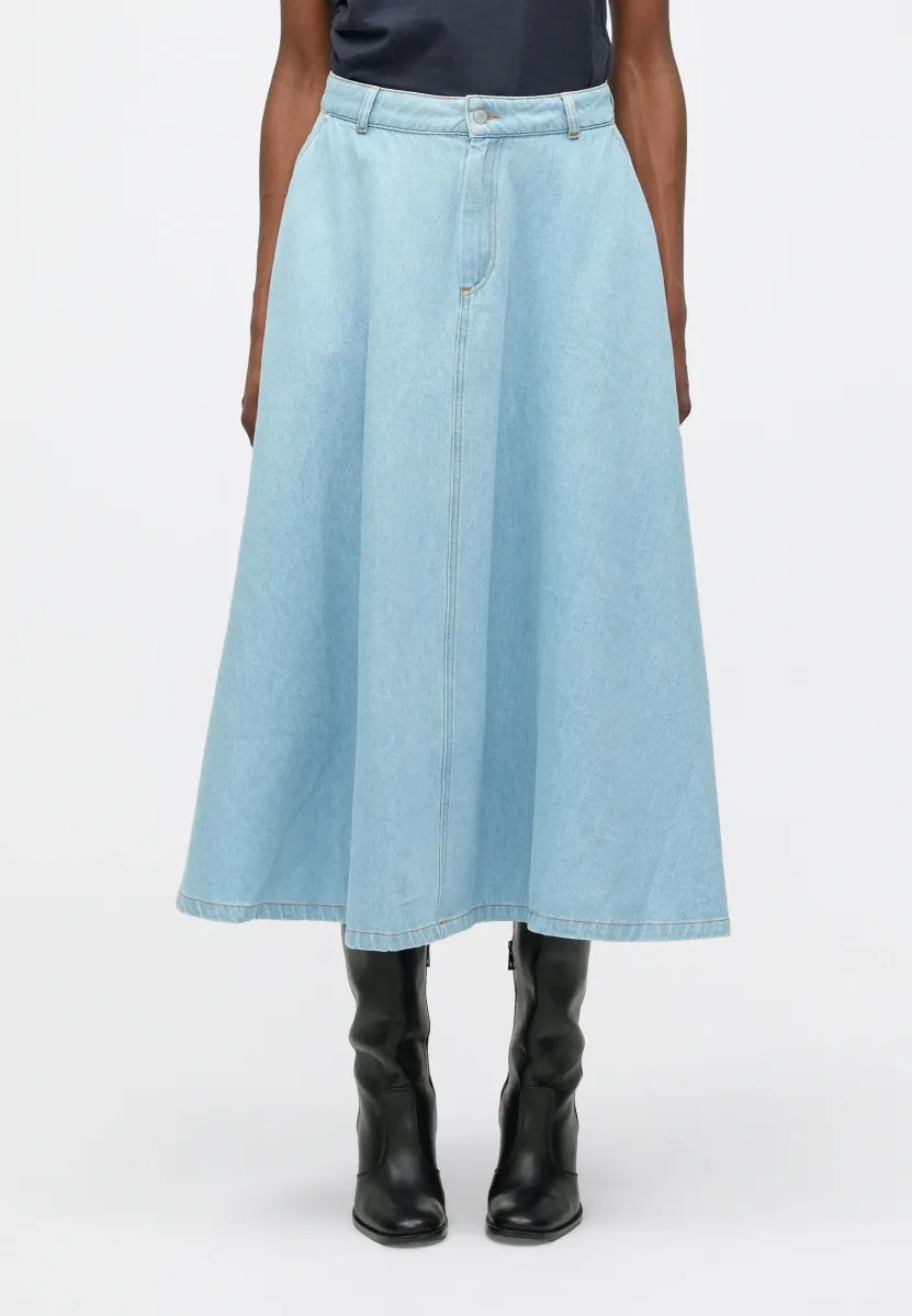 BERTINA - Jeansrock - light blue