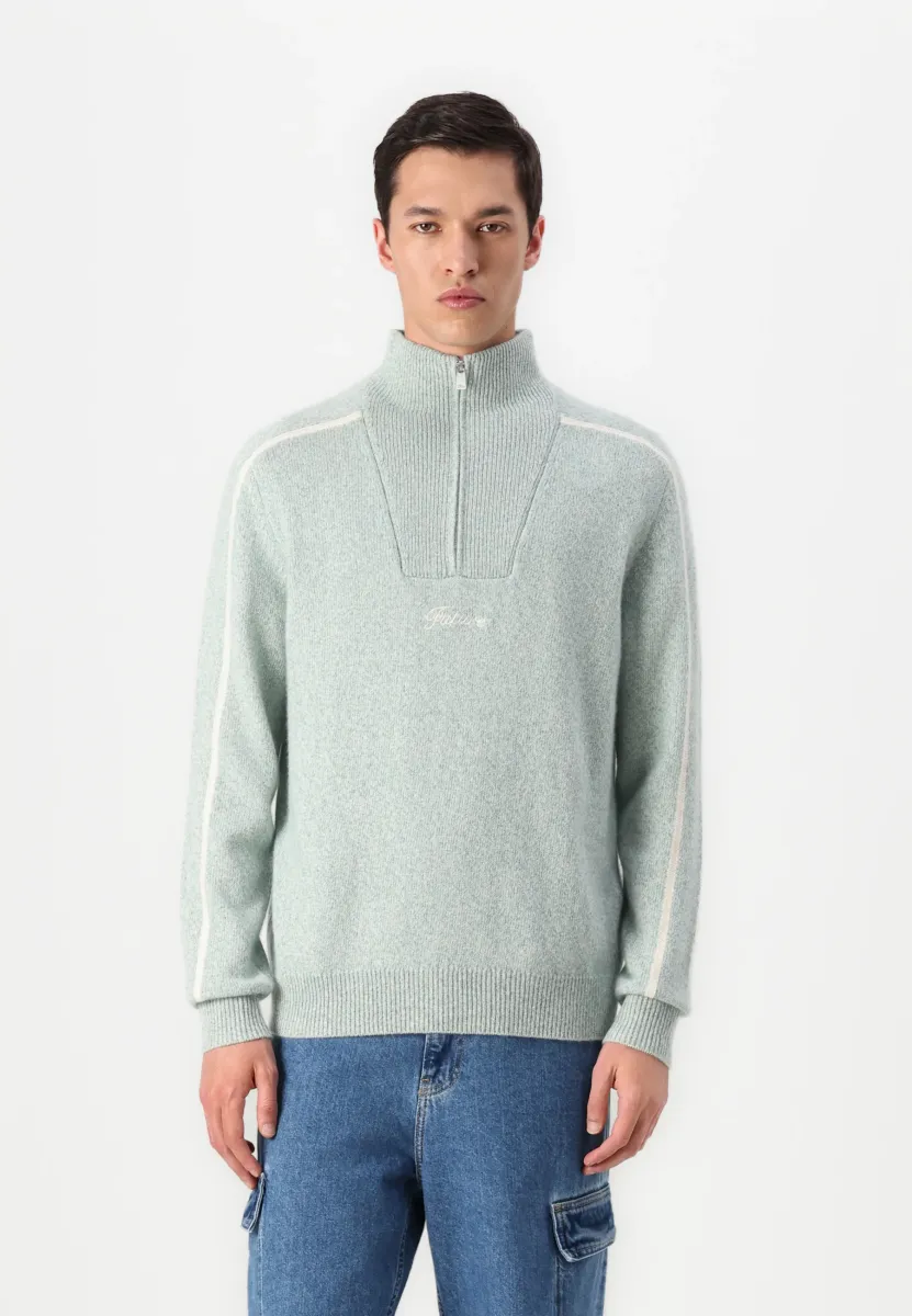 BICOLORE ZIPPE - Strickpullover - storm green