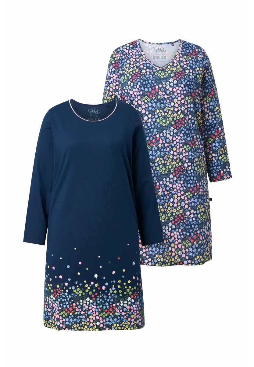 BIG 2ER-PACK RUNDHALS- V-AUSSCHNITT LANGARM - Jerseykleid - midnight blue