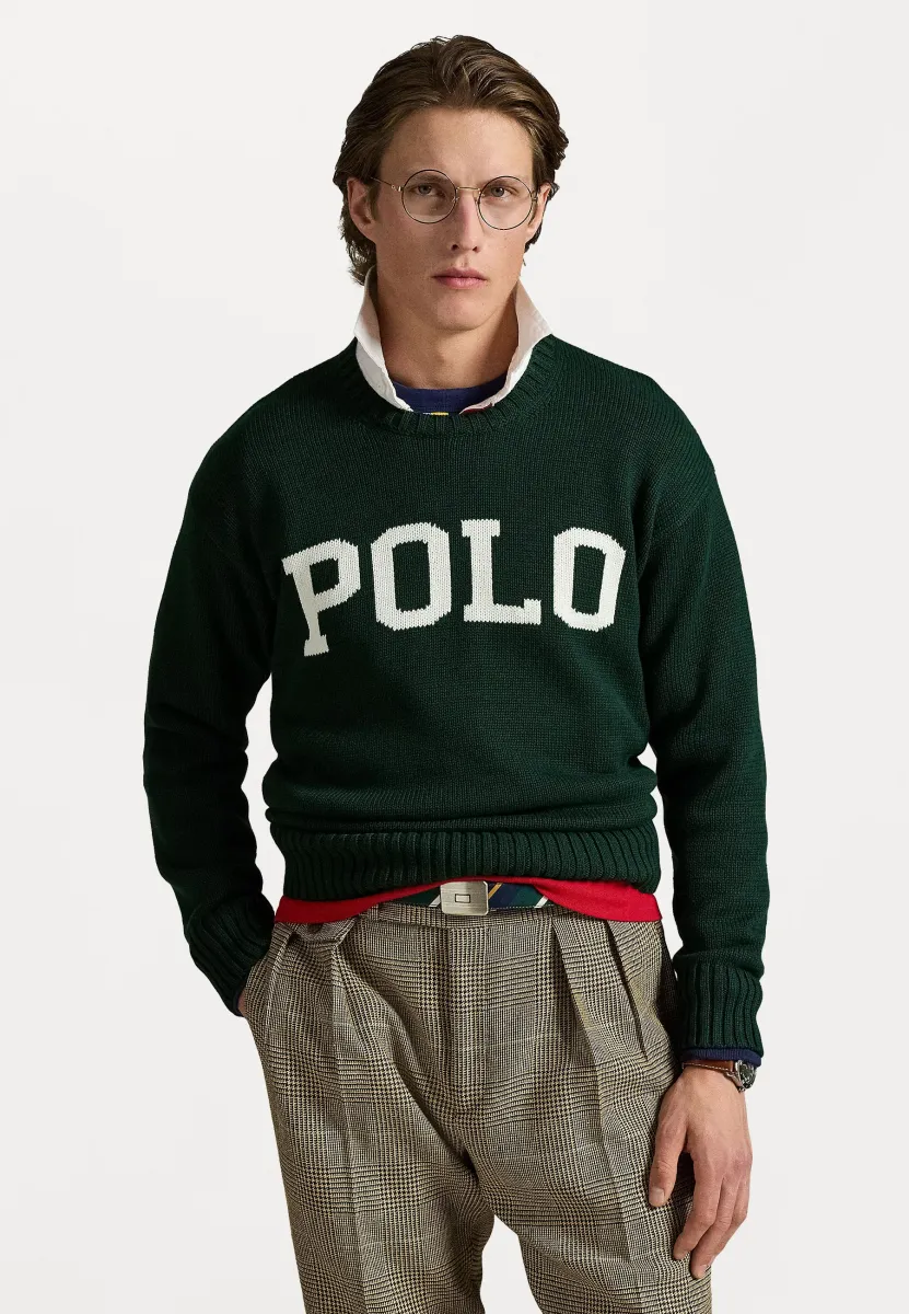 BIG FIT LOGO JUMPER - Strickpullover - college green combo