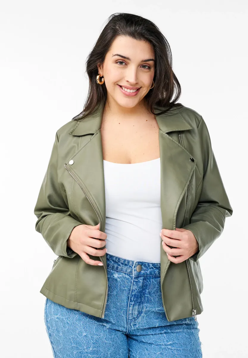 BIKER - Kunstlederjacke - deep lichen green