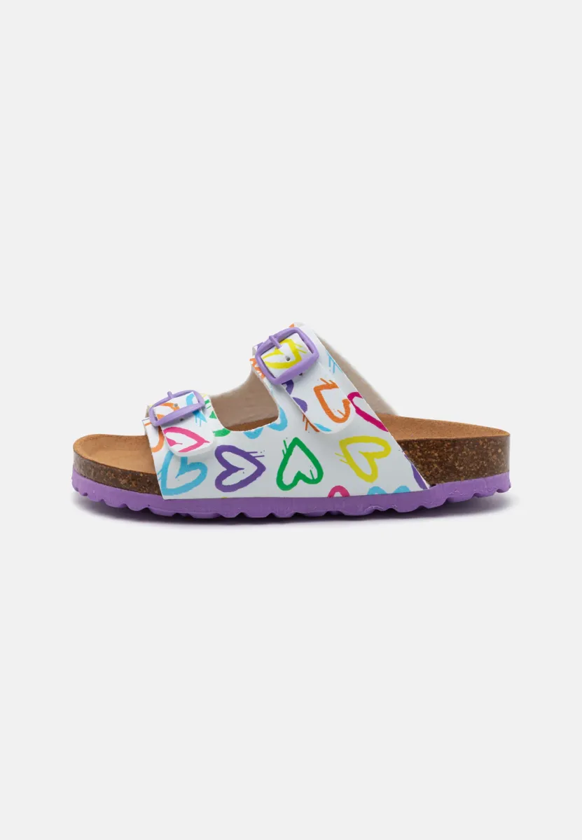 BIOLINE HEART - Pantolette flach - white/violet