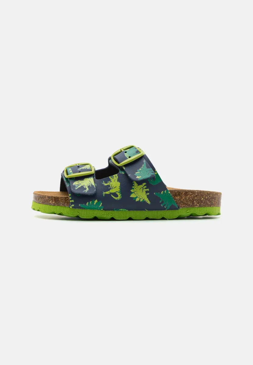 BIOLINE UNIVERSE DINO UNISEX - Pantolette flach - navy/green/blue
