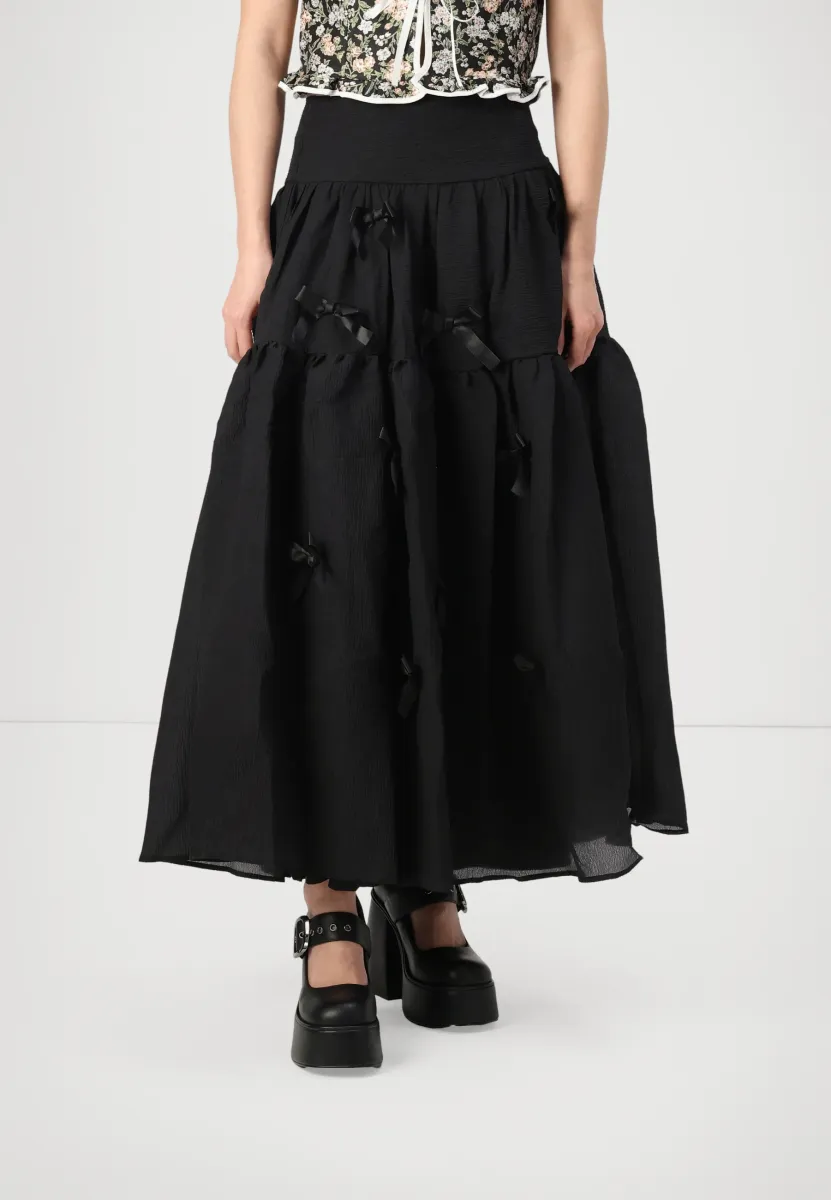 BIRDIE BOW MIDI SKIRT - A-Linien-Rock - black