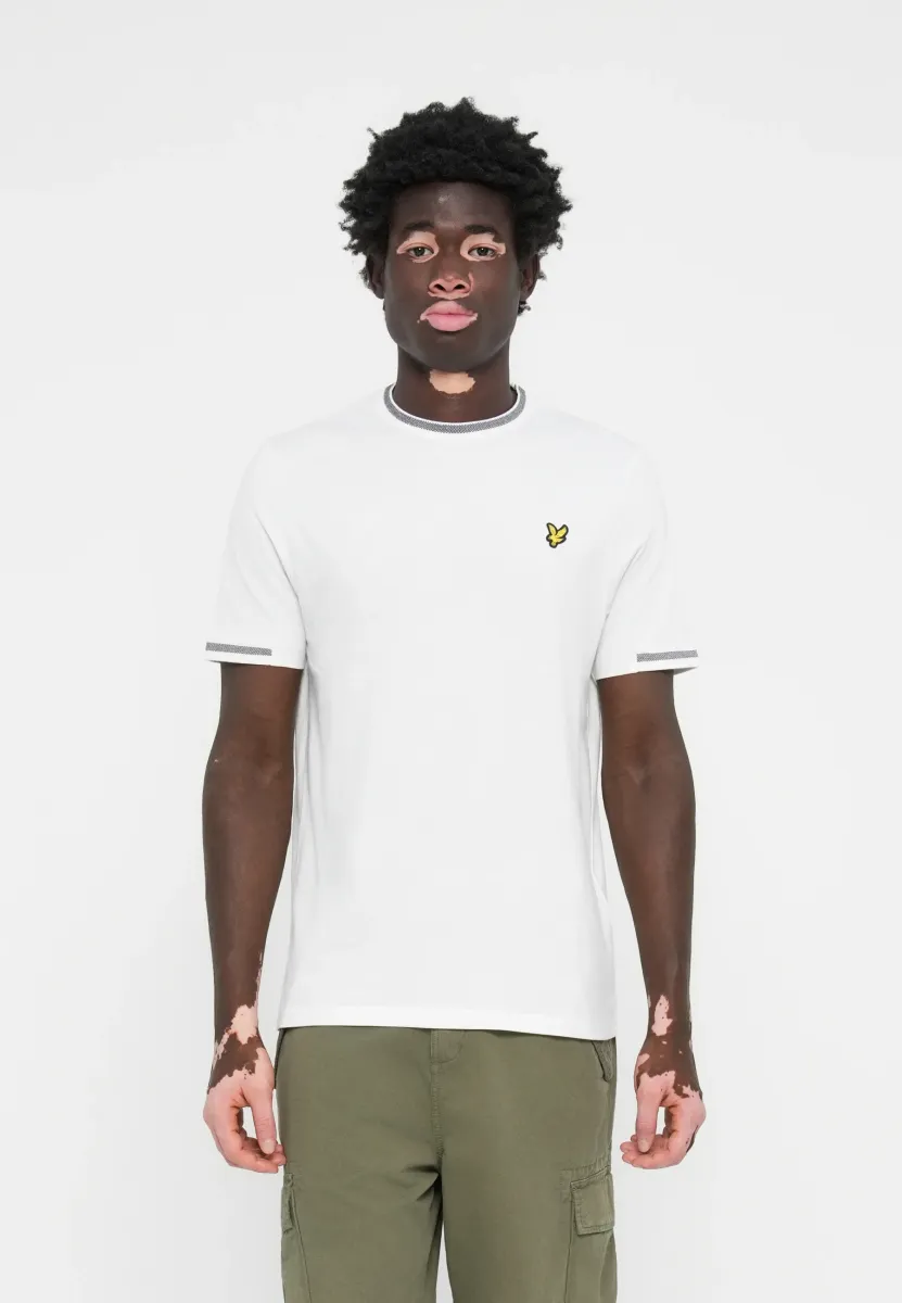 BIRDSEYE HALF TIPPED - T-Shirt basic - white/jet black
