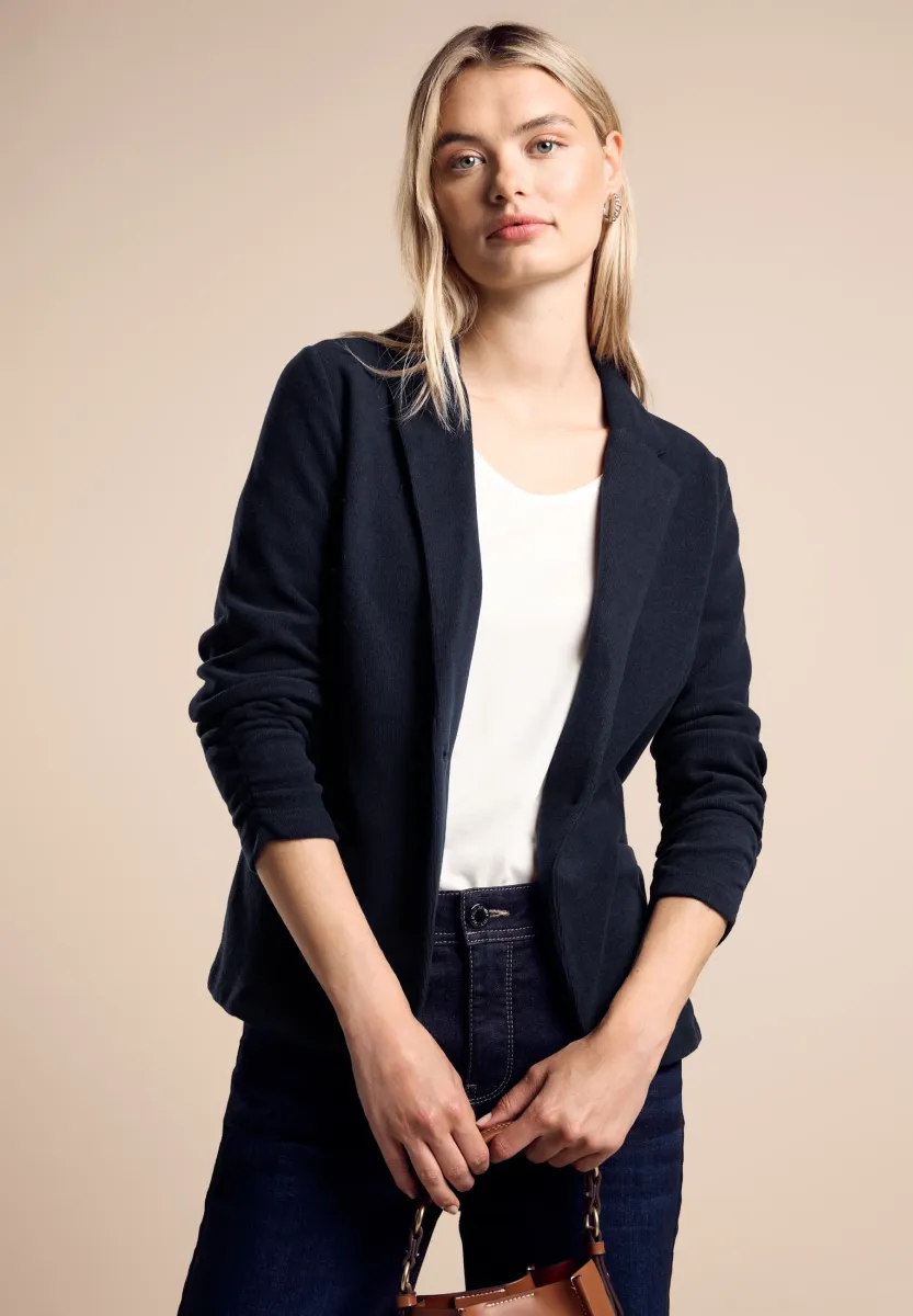 BLAZER MIT RAFFUNGEN - Strickjacke - blau