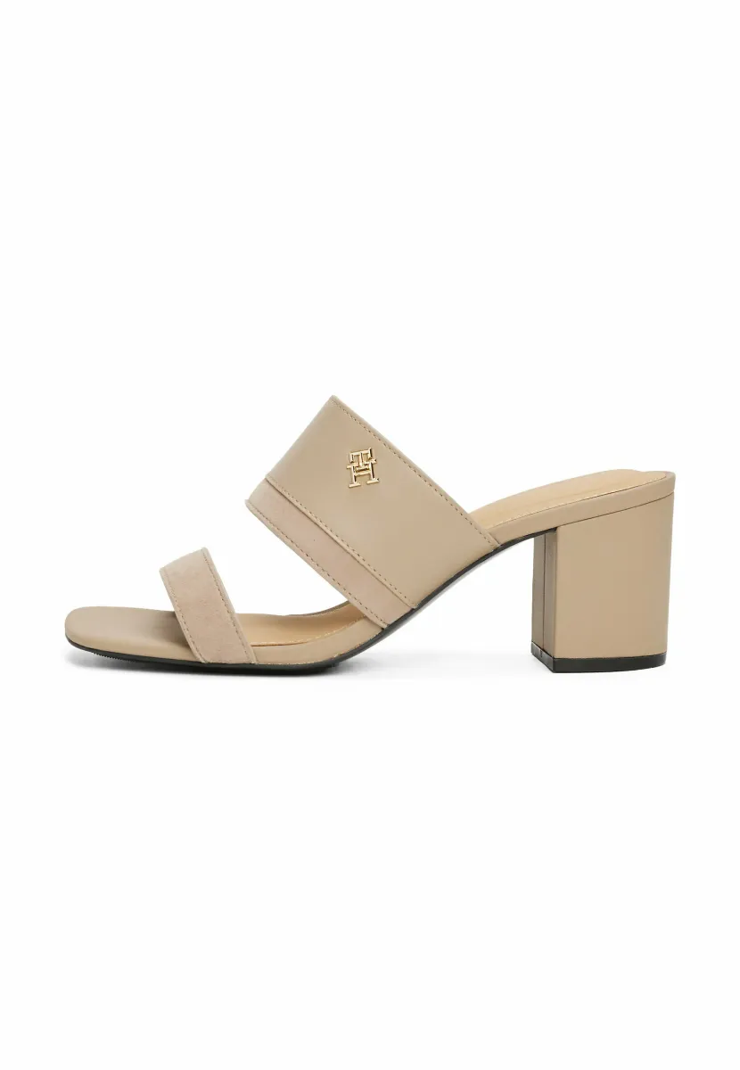 BLOCK HEEL - Pantolette hoch - coastal taupe