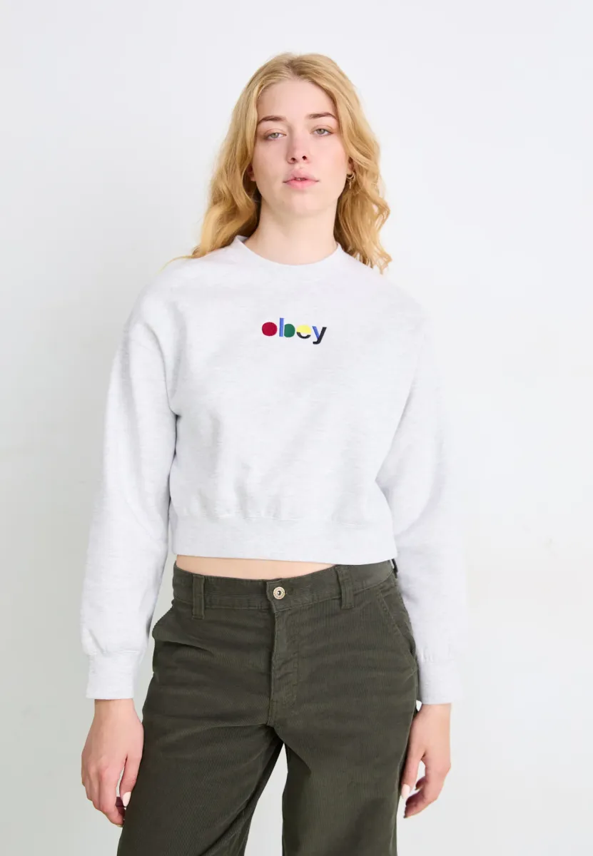 BLOCKS CROPPED CREW - Sweatshirt - ash grey