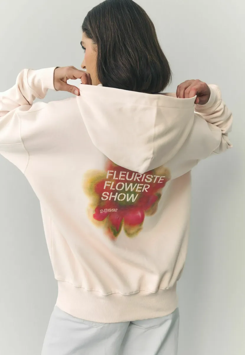 BLURED FLORAL FLOWER SHOW BACK GRAPHIC  - Kapuzenpullover - neutral fluro