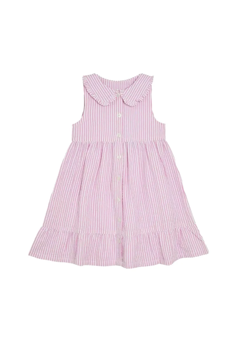 Blusenkleid - pink seersucker stripe