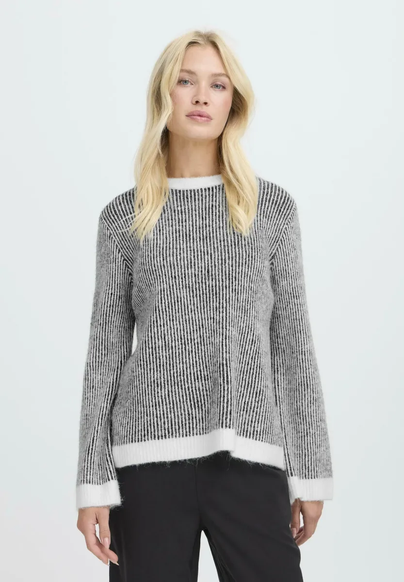 BMMMINNA STRIPED JUMPER - Strickpullover - black mix