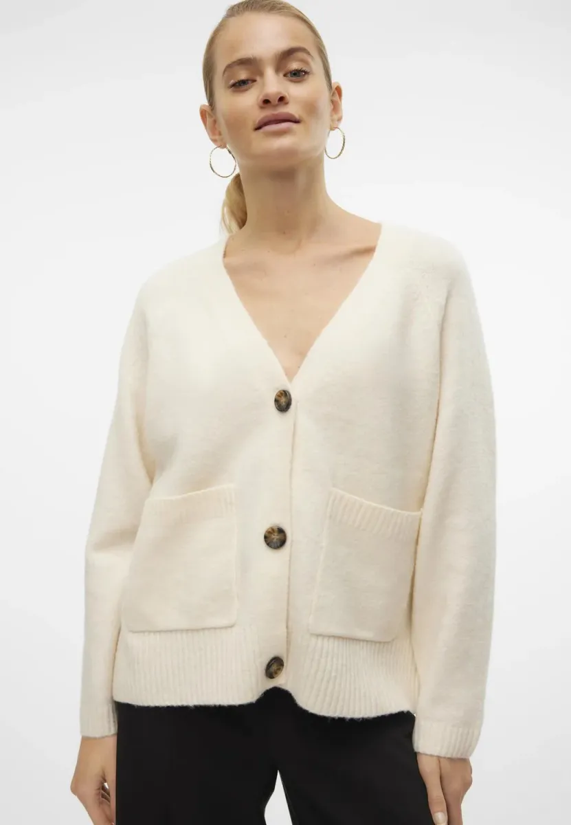 BOOM LS V-NECK BUTTON  NOOS - Strickjacke - birch melange