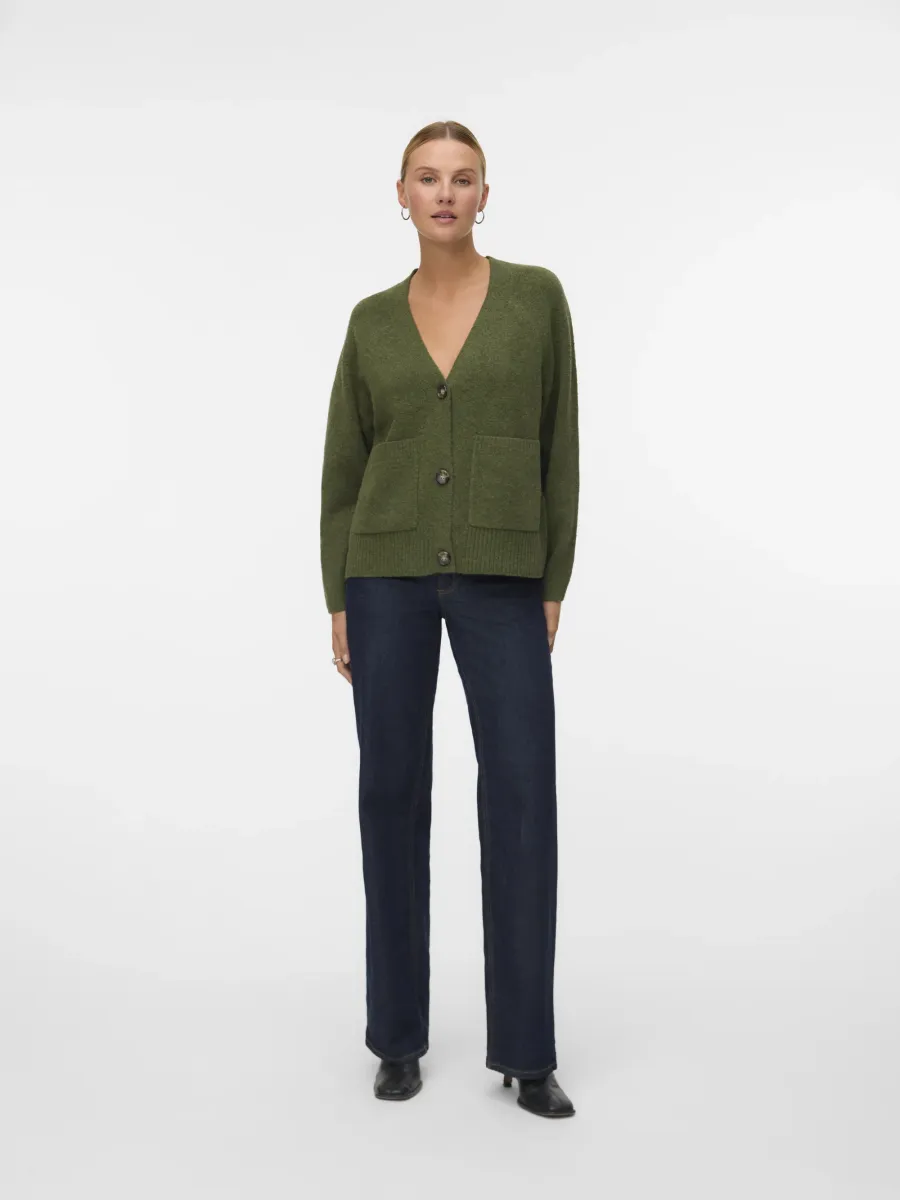 BOOM LS V-NECK BUTTON  NOOS - Strickjacke - cypress