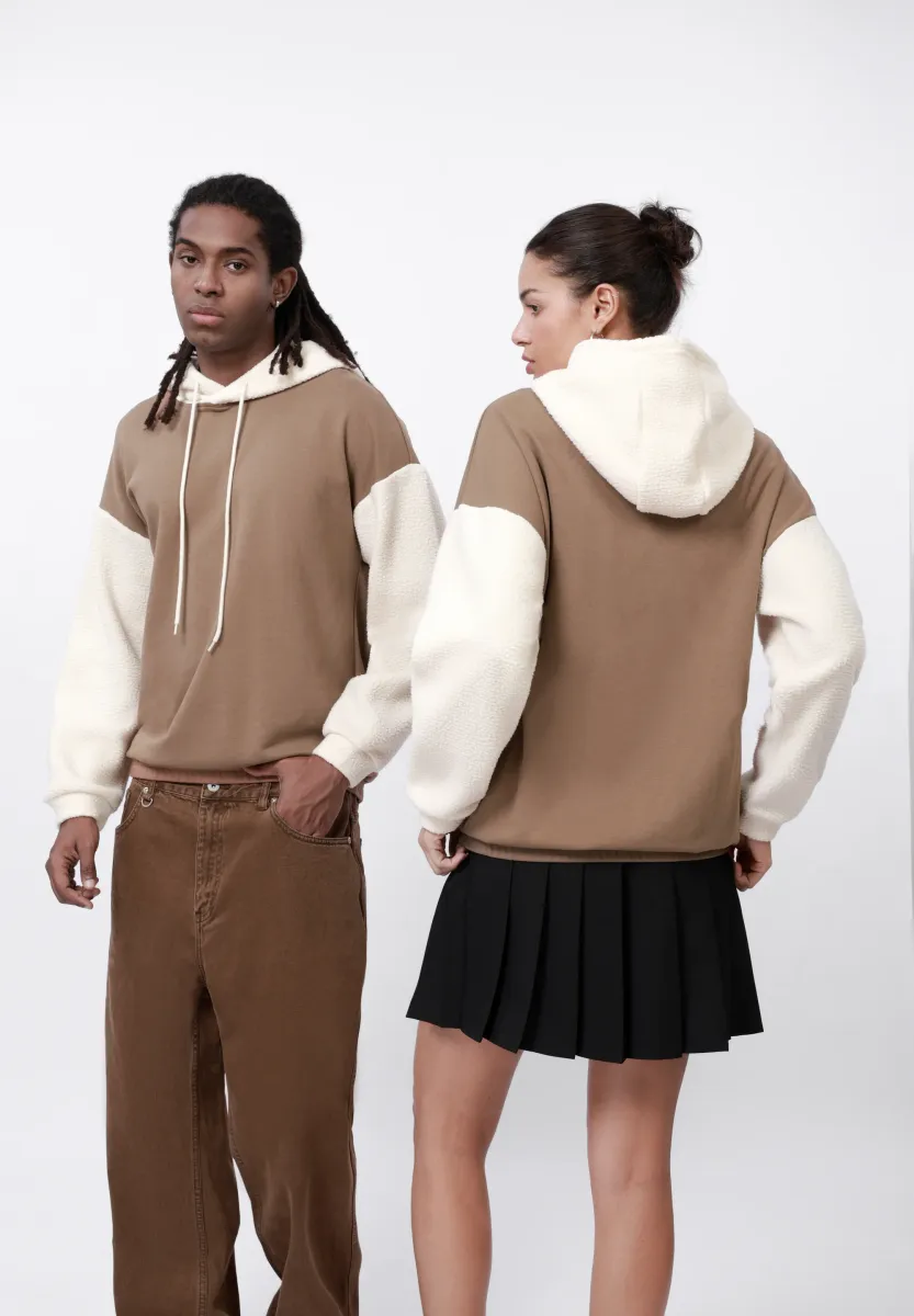 BORG HOOD AND SLEEVES UNISEX - Sweatshirt - brown/beige