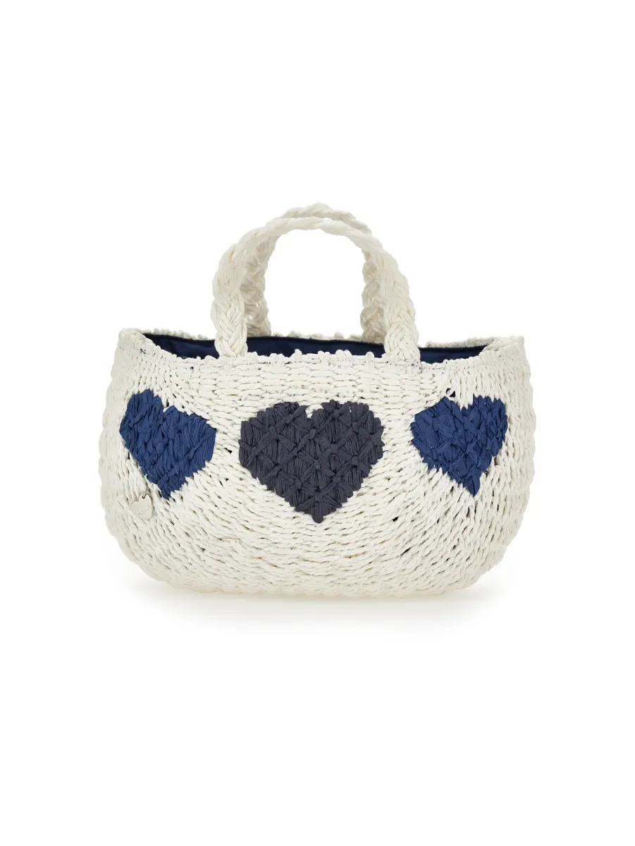 BORSA BEACH HEART - Handtasche - bianco/blu