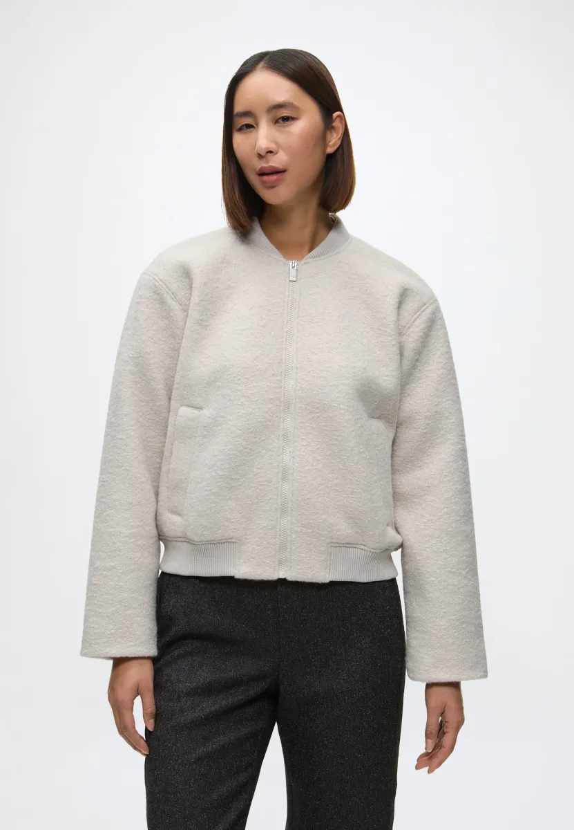 BOUCLE BOMBER COLLAR JACKET - Bomberjacke - cloud grey