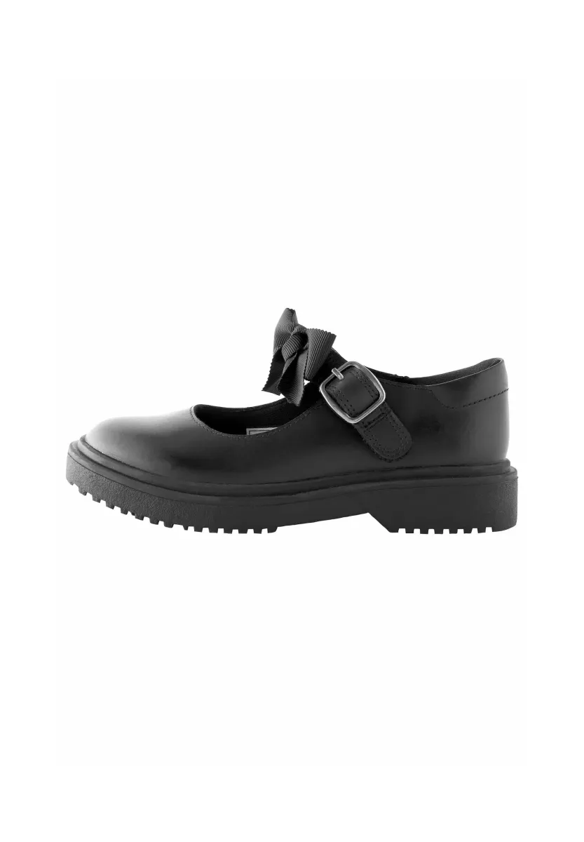 BOW CHUNKY MARY JANE SCHOOL - Riemchenballerina - matt black