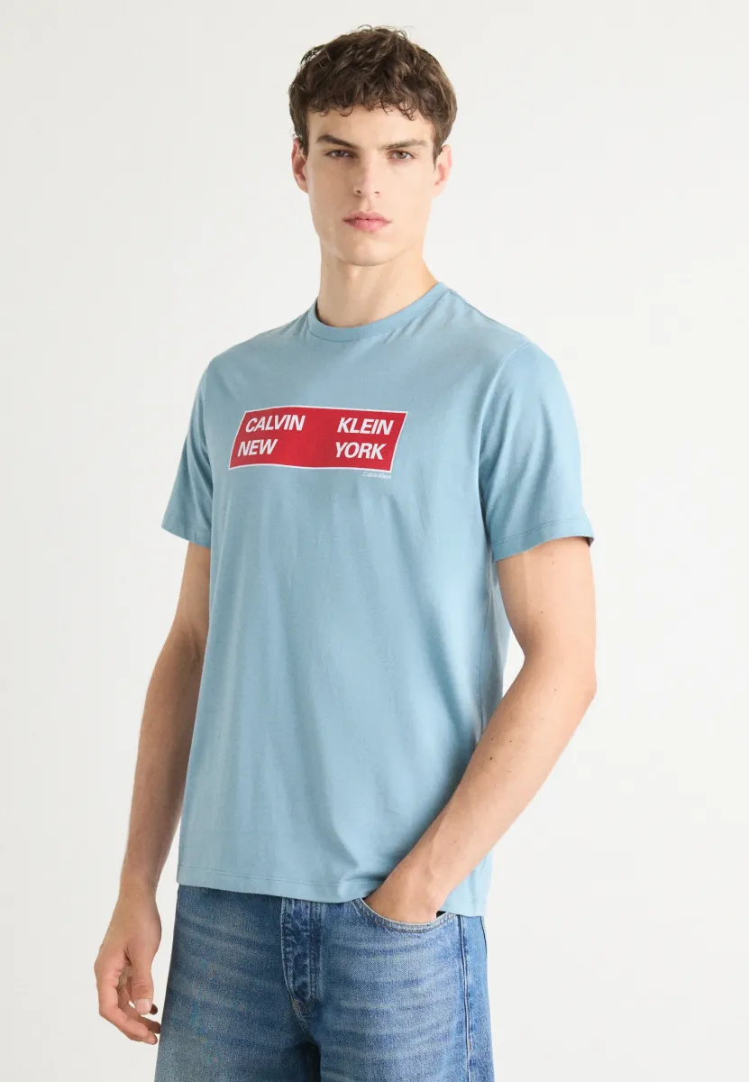 BOX GRAPHIC TEE - T-Shirt print - smoke blue