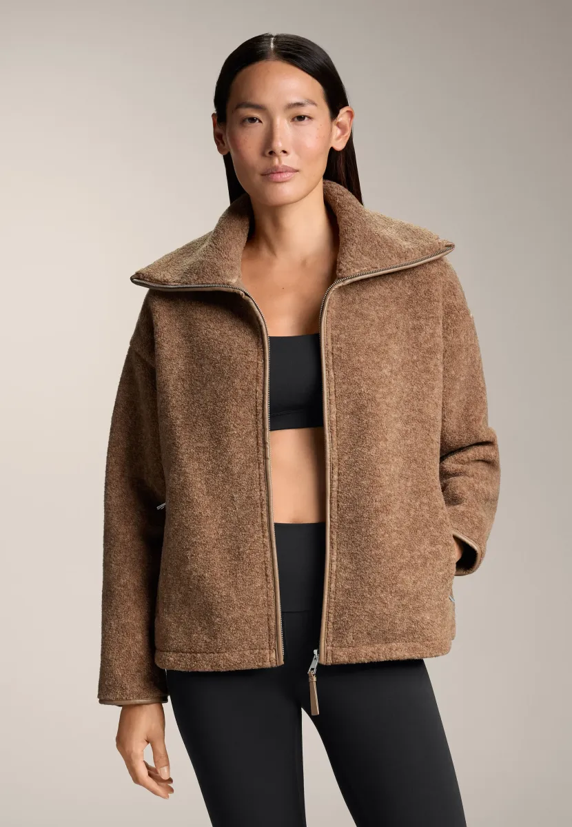 BOXY FAUX-SHEARLING - Kunstlederjacke - brown