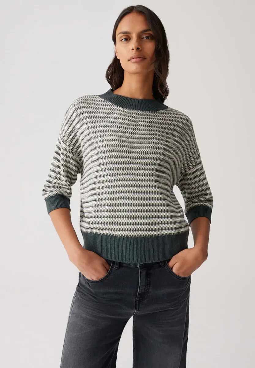 BOXY FIT 3/ 4 SLEEVE TWO TONE - Strickpullover - deep pine