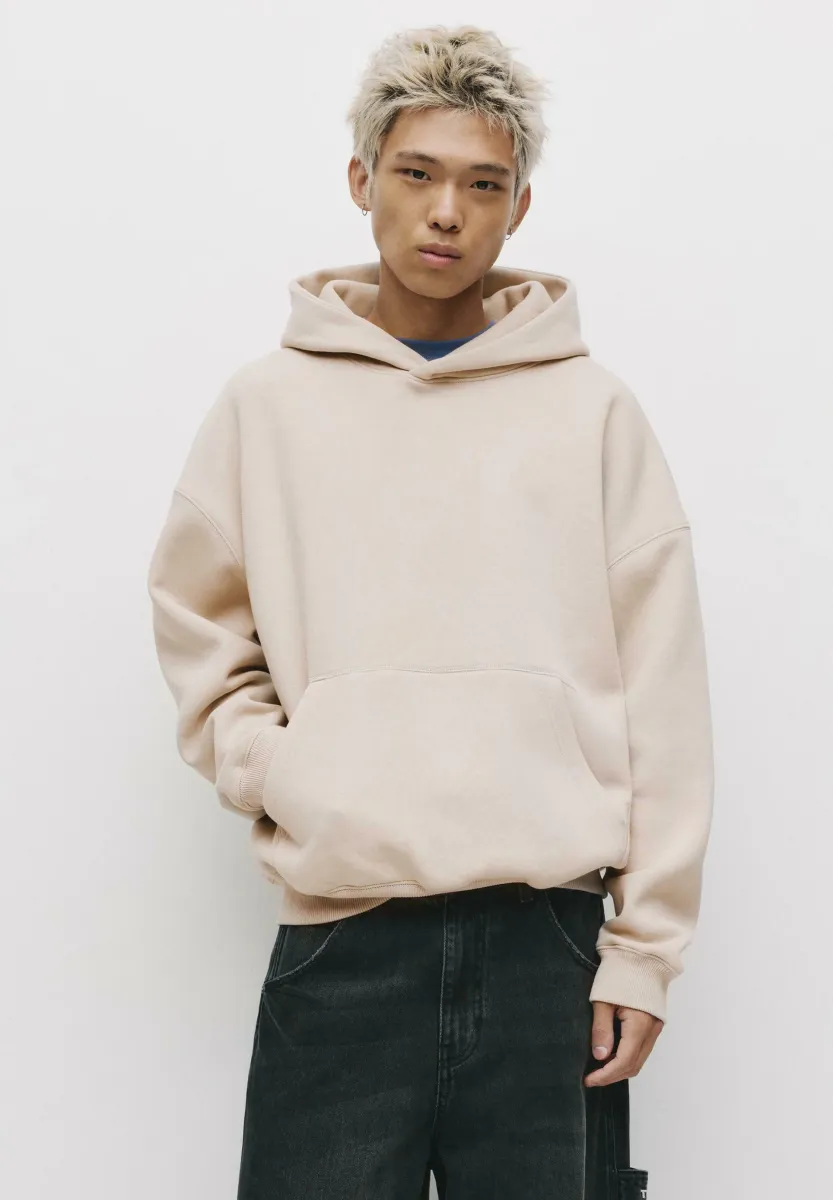 BOXY FIT - Kapuzenpullover - beige