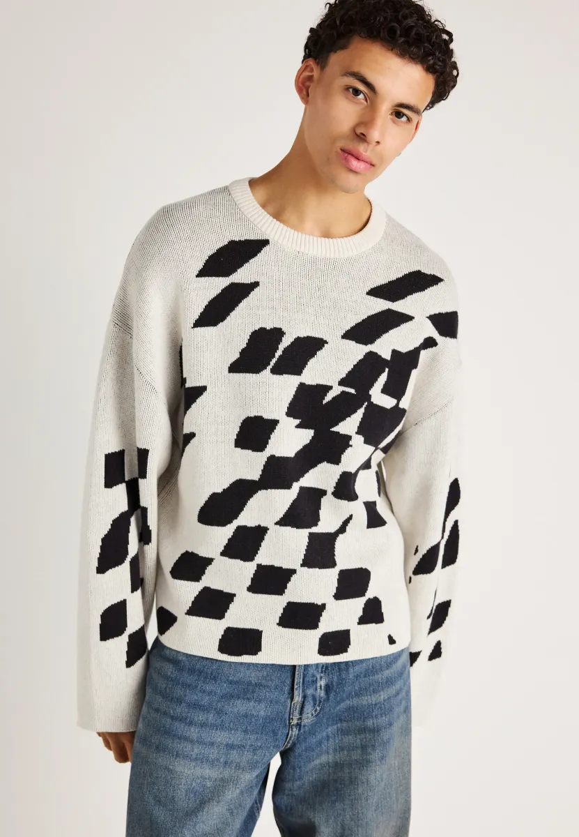 BOXY GRAPHIC SWEATER - Strickpullover - dirty white