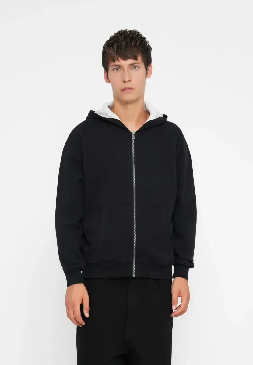 BOXY LINED - Sweatjacke - black