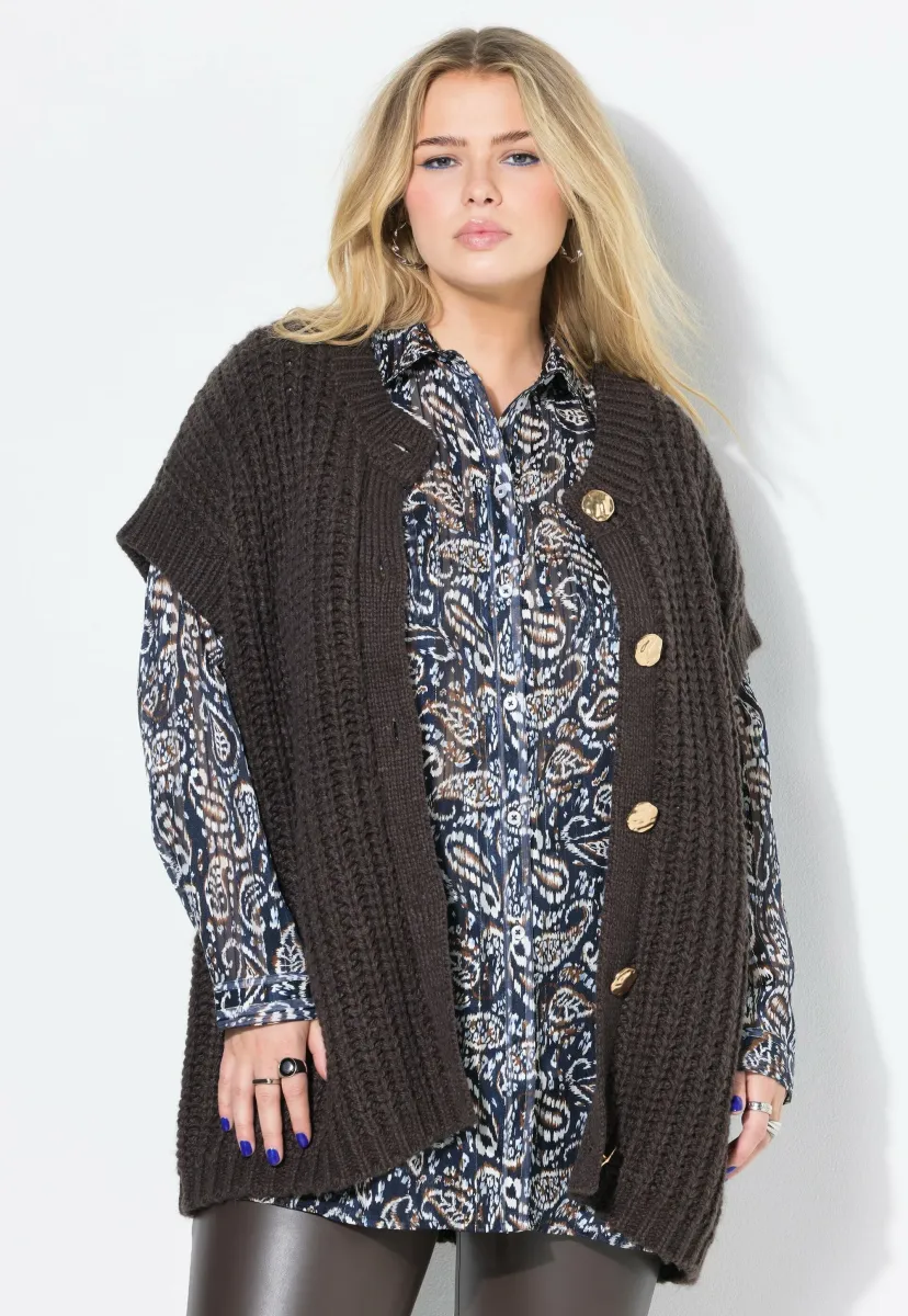 BOXY SHAPE STRUKTUR SCHMUCKKNÖPFE - Strickjacke - pine brown