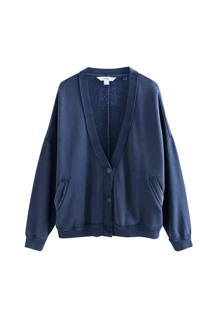 BOYFRIEND VARSITY STYLE LONGLINE  - Strickjacke - washed indigo blue