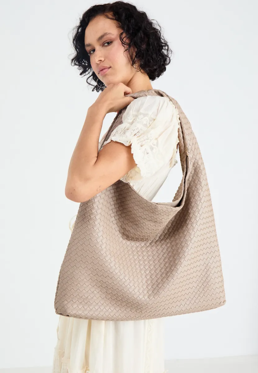 BRAIDED LARGE BAG - Shopping Bag - taupe