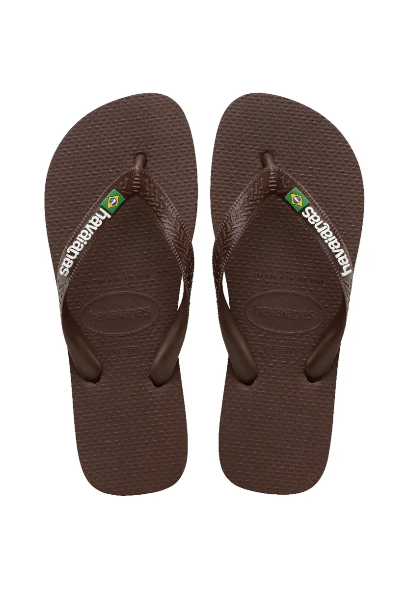BRASIL LOGO BUTTERCREAM UNISEX - Zehentrenner - dark brown/white