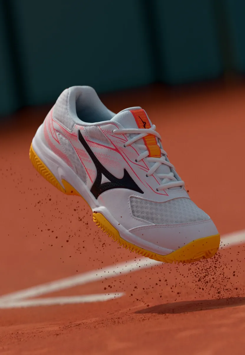 BREAK SHOT 5 CLAY - Tennisschuh für Sandplätze - white/calypso coral/citrus
