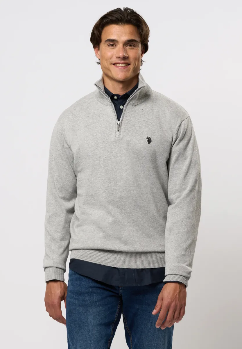 BRISON HALF ZIP - Strickpullover - grey melange