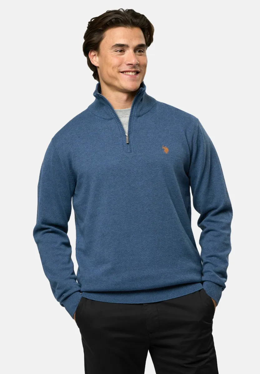 BRISON HALF ZIP - Strickpullover - vintage indigo melange