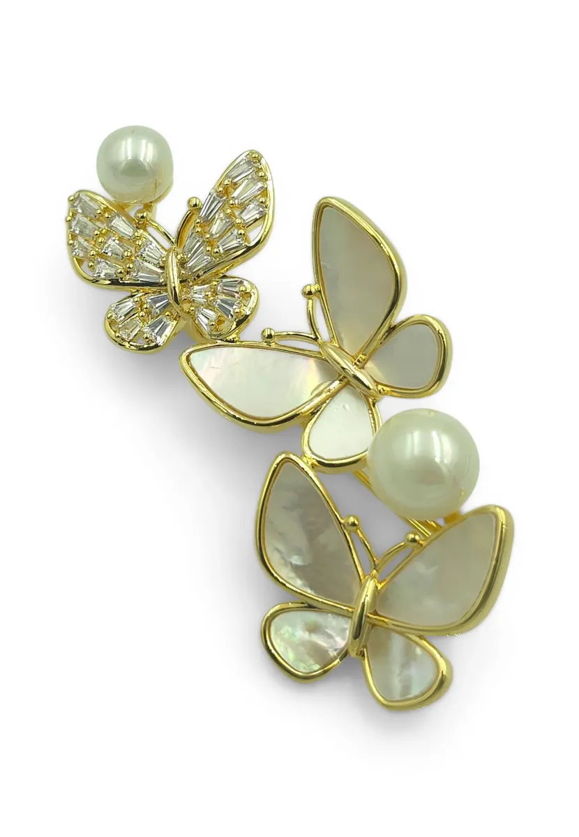 Brosche - gold-coloured white